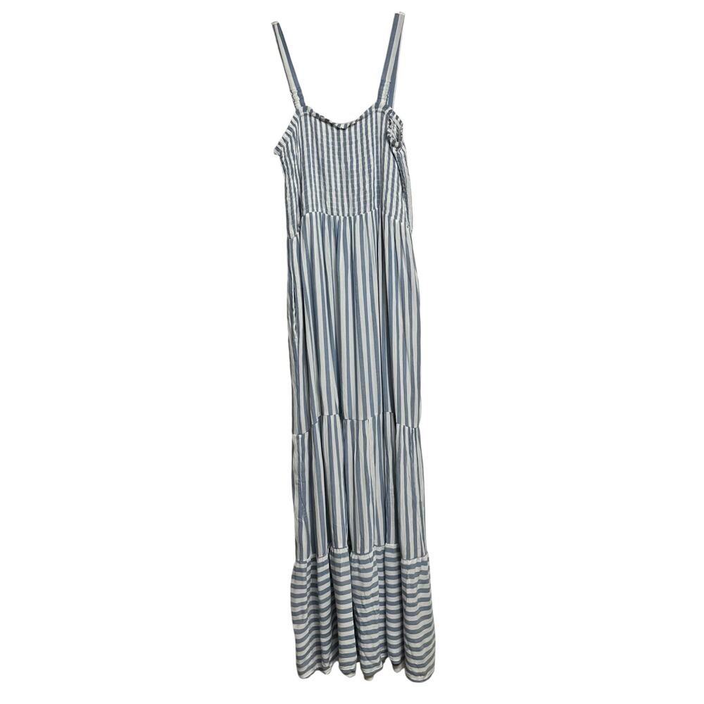 Raviya Blue and White‎ Striped Smocked Maxi Dress Beach Coastal - Large (2846) - Picture 3 of 5
